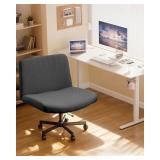 YISUN Waterproof Criss Cross Chair Cover, Stretch Armless Chair Slipcover Washable Removable Office Desk Chair Covers, Mid Back Wide Seat Accent Chair Cover Vanity Chairs Protector (Black)