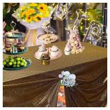 Fitable Black&Gold Sequin Tablecloth for Parties 60x102 Inch - Sparkle Glitter Table Cloth Laser Round Overlay for Wedding Baby Shower Ceremony Birthday Holiday Banquet