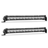 Zmoon 12in Signal Row Led Light Bar [14in w/Bracket] 80W Spot Flood Combo Off Road, Waterproof Slim Light Bar for SUV Jeep ATV Boat 2-Pack
