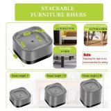 Yookwutar 8 Pack Furniture Risers 1 Inch, Adjustable Bed Risers Heavy Duty for Table Desk Couch Chair Sofa Cabinet Bed Legs Dorm, Square Stackable Bed Raisers Blocks Lift Height 1\", 2\" or 3\", Black