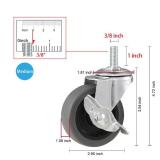 WHARSTM Caster Wheels, 3\" Locking Swivel Stem Casters Set of 4, 3/8\"-16 x 1 (Screw Diameter 3/8\", Length 1\") Rubber Casters with 360 Degree No Noise Wheels for Furniture