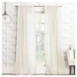 No. 918 Tayla Crushed Texture Semi-Sheer Rod Pocket Curtain Panel, 50\" x 84\", Cream Off-White