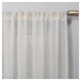 No. 918 Tayla Crushed Texture Semi-Sheer Rod Pocket Curtain Panel, 50\" x 84\", Cream Off-White