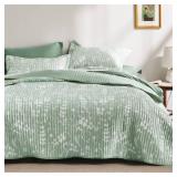 Bedsure Twin Quilt Dorm Bedding - Lightweight Floral Quilt Twin Extra Long, Sage Green Floral Bedspread, Reversible Microfiber Coverlet for All Seasons (68\"x86\")