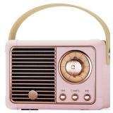 Retro Bluetooth Speakers Birthday Gifts for Girls Small Cute Pink Portable Wireless Speaker Gift Ideas for Women,Her,Girls,Wife Old School Speaker Vintage Aesthetic Decor for Bedroom,Office(Pink)