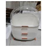 NestOrganix Makeup Organizer Skincare Organizers - Cosmetic Display Cases with Transparent Cover, SkinCare Organizers for Bathroom Countertop, Bedroom Vanity Desk, Lipstick Organizer, White