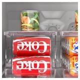SCAVATA 2 Pack Stackable Refrigerator Organizer, Soda Can Dispenser Pop Cans Container Beverage Holder with Lid for Fridge, Freezer, Kitchen, Clear Plastic Storage Bins-Holds 10 Cans Each (Clear)