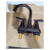 Bathroom Faucets for Sink 3 Hole, Hurran 4 inch Oil Rubbed Bronze Bathroom Sink Faucet with Pop-up Drain and Supply Hoses, Stainless Steel Lead-Free Centerset Faucets for Vanity RV