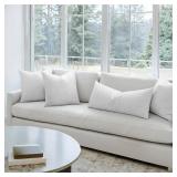 MIULEE Pillow Inserts 12x20 Inch Set of 2, Feather Mix Polycotton with Cotton Fabric Rectangle Decorative Throw Pillows for Couch Bed Sofa