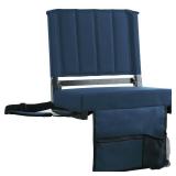 SPORT BEATS Stadium Seats with Back Support Bleacher Chairs with Back and Cushion Thick Padded Bleacher Seats Includes Shoulder Strap Navy Blue 1pc