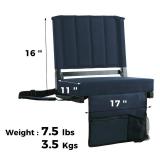 SPORT BEATS Stadium Seats with Back Support Bleacher Chairs with Back and Cushion Thick Padded Bleacher Seats Includes Shoulder Strap Navy Blue 1pc