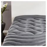 SLEEP ZONE Cooling Queen Mattress Topper, Premium Zoned Cool Mattress Pad Cover, Padded Mattress Protector Breathable Washable, Deep Pocket 8-21\" (Grey, Queen)