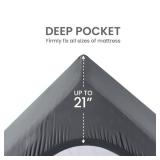 SLEEP ZONE Cooling Queen Mattress Topper, Premium Zoned Cool Mattress Pad Cover, Padded Mattress Protector Breathable Washable, Deep Pocket 8-21\" (Grey, Queen)