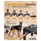 Jovrun Elevated Dog Bowls, Dog Feeder with Stainless Steel Dishes & Slow Feeder Bowl, 5 Heights Adjustable Raised Stand for Medium Large, Food Dishes with Non-Slip Feet