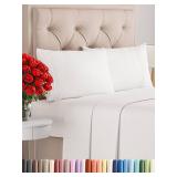 Cal King Size 4 Piece Sheet Set - Comfy Breathable & Cooling Bed Sheets Set - Hotel Luxury Bedding for Women, Men, Kids, Teens, Boys & Girls - Deep Pockets and Wrinkle Free - Oeko-Tex - Antique White