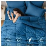 JOLLYVOGUE Queen Comforter Set, Ultra-Soft Bed in a Bag Queen Size 7 Pieces, Oeko-TEX Certified Bedding Set with Down Alternative Comforter, Sheets, Pillowcases & Shams, Teal