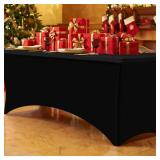 Smiry 2 Pack Spandex Table Cloth 6FT, Elastic Fitted Stretch Tablecloths, Washable and Wrinkle Free Rectangular Patio Table Cover for Outdoor, Wedding, Banquet & Parties (Black, 72Lx30Wx30H Inch)