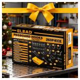 260-Piece Pegboard Hooks Kit, Peg Board Organizer Accessories for Hanging, Pegboard Accessories for Organizing Various Tools in The Garage Kitchen Bathroom Craft Room