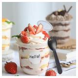 Nicunom 100 Pack 12 oz Clear Dessert Cups with No Hole Dome Lids & Sporks, Plastic Parfait Cups, No Leaking Disposable Party Cup for Ice Cream Fruit Cake Snack Yogurt Cold Drink