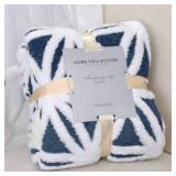LOMAO Sherpa Fleece Blanket Fuzzy Soft Throw Blanket Dual Sided Blanket for Couch Sofa Bed (Navy, 51\"x63\")