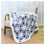 LOMAO Sherpa Fleece Blanket Fuzzy Soft Throw Blanket Dual Sided Blanket for Couch Sofa Bed (Navy, 51\"x63\")