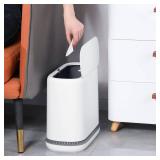JOYBOS Adsorption Bathroom Trash Can,Bedroom Garbage Can with Press Type Lid,15L Dogproof Slim Plastic Narrow Trash Bin,4 Gallon Garbage Bin for Home,Office and Narrow Place