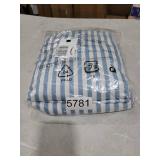 Amazon Basics Lightweight Super Soft Easy Care Microfiber 4 Piece Bed Sheet Set With 14-inch Deep Pockets - Queen, Dusty Blue Pinstripe,Printed