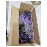 Set of 3 Small Potted Plants Arrangement Artificial Lavender Flower Plants in Rustic Galvanized Metal Pots with Decorative Wood Tray for Farmhouse Table Centerpiece Windowsill Country Indoor Decor