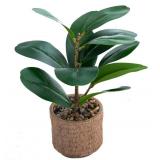 Ewtogift Indoor Artificial Plant 10\" Green Faux Silk Plants Small Fake Plant with Realistic Trunk and Elegant Planter for Office Table House Home Bathroom Shelf Living Room Desk Decoration