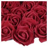 Artificial Rose Flowers,100 pcs Foam Rose Bulk Burgundy Fake Flower Heads for DIY Wedding Bouquets Rose Wall Kissing Balls Bridal Shower Centerpieces Arrangements Party Tables Decorations(Burgundy)