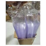 PLAZOTTA 100 Pack 3.5 oz Clear Plastic Dessert Cups with 100 Tasting Spoons, Square Parfait Appetizer Cups for Party, Weddings