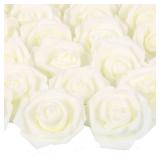 Artificial Rose Flowers, 100 pcs Foam Rose Bulk Ivory Fake flower heads for DIY Wedding Bouquets Rose Wall kissing balls Bridal Shower Centerpieces Arrangements Party Tables Decorations(Ivory)