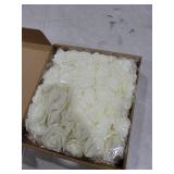 Artificial Rose Flowers, 100 pcs Foam Rose Bulk Ivory Fake flower heads for DIY Wedding Bouquets Rose Wall kissing balls Bridal Shower Centerpieces Arrangements Party Tables Decorations(Ivory)