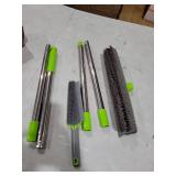 Rubber Broom with Squeegee for Carpet Pet Hair Remover,57 inch Long Handled Fur Remover Rake,Portable Detailing Lint Brush,Pet Removal Fluff Carpet, Hardwood Floor, Tile