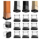 28 Pcs Chair Leg Sliders for Carpet, Square Chair Leg Floor Protectors Glides, Silicone Furniture Leg Protectors Caps, Carpet Protectors Table Feet Teflon Covers Pads (Fit:1-1/8\" ~ 1-1/2\")