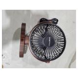 SWEETFULL 6.5 Inch USB Small Desk Fan, 3 Speeds Quiet Portable Desktop Table Fan, 360° Adjustment Personal Mini Fan for Home Office Car Outdoor Travel (Black wood grain)