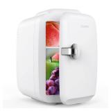 CROWNFUL Mini Fridge, 4 Liter/6 Can Portable Cooler and Warmer Personal Refrigerator for Skin Care, Cosmetics, Beverage, Food,Great for Bedroom, Office, Car, Dorm, ETL Listed (White)