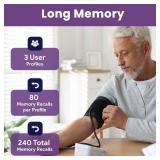 Blood Pressure Monitor for Home Use with Large Upper Arm Cuff - Automatic Talking Pulse and BP Machine with 240 Memory Recalls for 3 Users - Carrying Bag and Batteries Included, Backlit Digital LCD