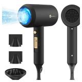 slopehill Professional Ionic Hair Dryer, Powerful 1800W Fast Drying Low Noise Blow Dryer with 2 Concentrator Nozzle 1 Diffuser Attachments for Home Salon Travel (Black)
