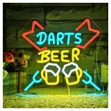 NXYX Dart Neon Sign Beer LED Neon Signs Dart Beer Neon Light for Man Cave Home Wall Decor USB LED Signs for Beer Bars Clubs Game Room Living Rooms doesn