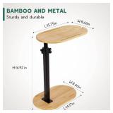 Yumkfoi Bamboo Bathtub Tray Table with Adjustable Height, Freestanding Bath Caddy Tray for Tub Against Wall, Bathtub Side Table for Luxury Bath Home Spa Homewarming - Patent Protected (Natural)
