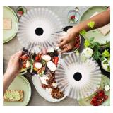 PATIOSIR Fly Swatter for Outside/Inside Meal, Picnic, Barbeque, Events - Battery Operated Food Spinning Fan (Black Color, 2pcs)