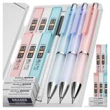 Nicpro 3PCS Pastel Mechanical Pencil Set, 0.9 Mechanical Pencil with 6 Tubes HB Lead 0.9mm, 3PCS Eraser & 9PCS Eraser Refill, Cute School Supplies for Writing, Sketching, Drafting-With Case