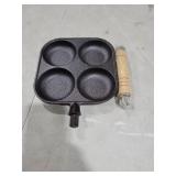 Sunicon 4 Cup Eggs Pan, Cast Iron Fried Egg Pan Pancake Pan Burger Omelet Cooker Griddle Egg Skillet for Breakfast, Kitchen Cookware for Gas Stove and Induction Cooker