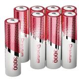 Dracutum Rechargeable AA Batteries Lithium with Charger, 8 Pack 1.5V 3000mWh Double A Battery Rechargeable,Long Lasting Recargables Lithium ion AA Battery