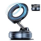 DKGEVEAO Suction Cup Phone Mount,Vacuum Magnetic Phone Holder for Car,360 Adjustable Vacuum Magnetic Phone Holder,Magnet Car Mount for All Smartphones & All Vehicle & Gym/Bathroom Mirror