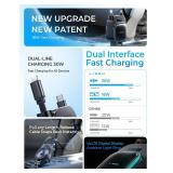 LISEN for iPhone 17 Pro Max Retractable Car Charger[USB C Cable & L Cable], 96W 4 in 1 Fast Charging Retractable Car Charger Cigarette Adapter for iPhone 16 15 14 13 12,Samsung Galaxy S25 S24, Android