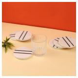GoCraft Round Marble Coasters Set of 6 Elegant White Stone Coasters with Black Marble Inlay Modern Drink Coasters for Cups, Mugs, Glasses Ideal for Coffee Tables, Bars, and Dining Areas