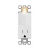 LIDER Matte Finish Lighted Combination Decorator Switch and Tamper-Resistant Receptacle, Single Pole, Residential Grade, 15A 120V/125V, UL Listed, LCS1-1PTR-W, White