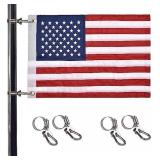 Universal Boat Flag Marine 12\"x18\" with 4 Boat Flag Pole Kits USA Flag with 50 Embroidered Stars